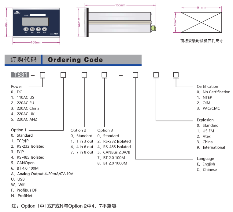 T831稱重儀表Transcell