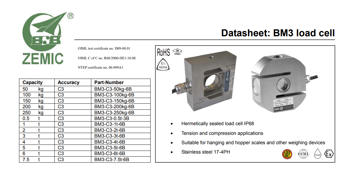 BM3-C3-3.0T-6B稱重傳感器