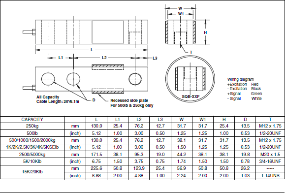 SQB-0.5t,SQB-0.5t稱重傳感器技術圖